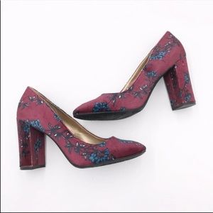 LIBBY EDELMAN Le Sean Block Heels Velvet Floral 9